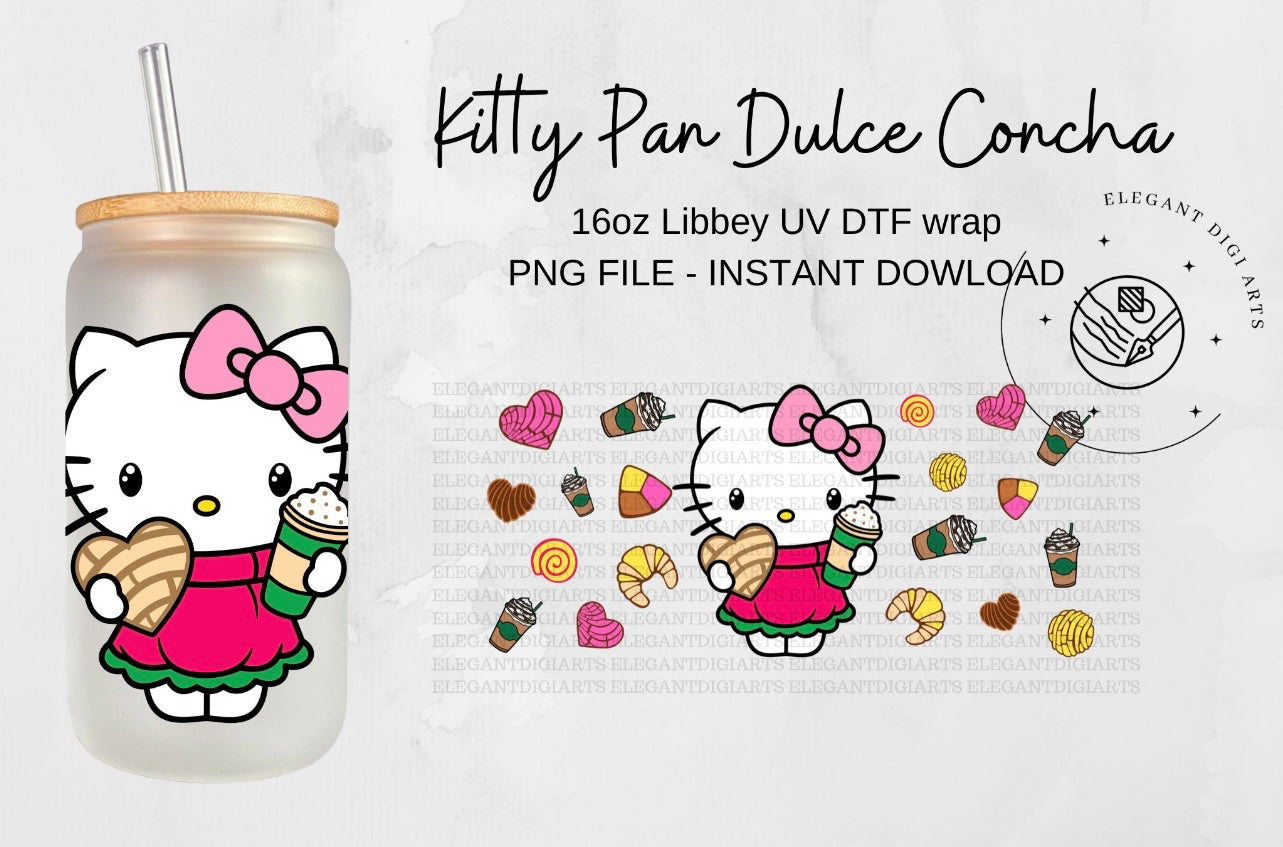 Kitty Pan Dulce Concha Glass cup – La Mermaid Creations