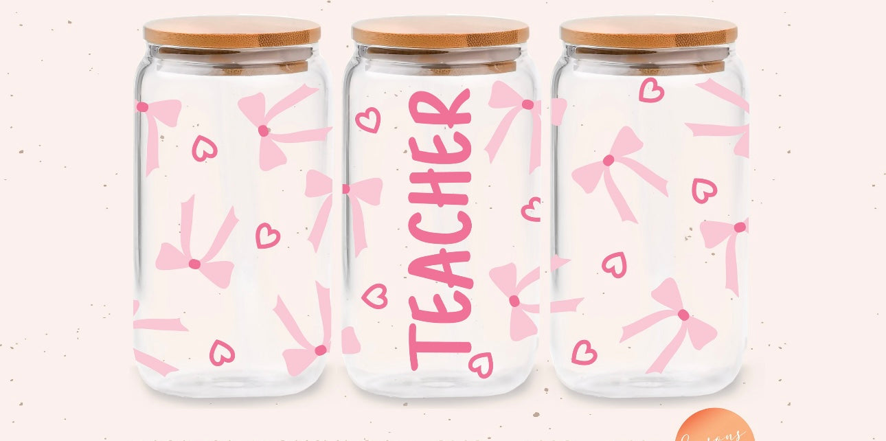 Teacher coquette 🎀 16oz glass cup