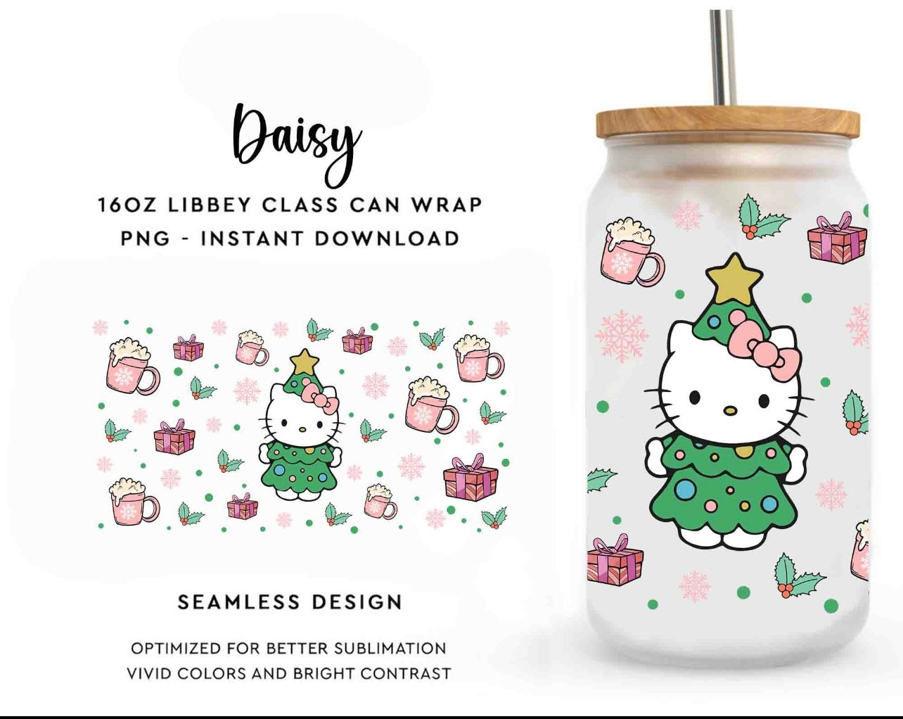 Hello Kitty Christmas tree glass cup