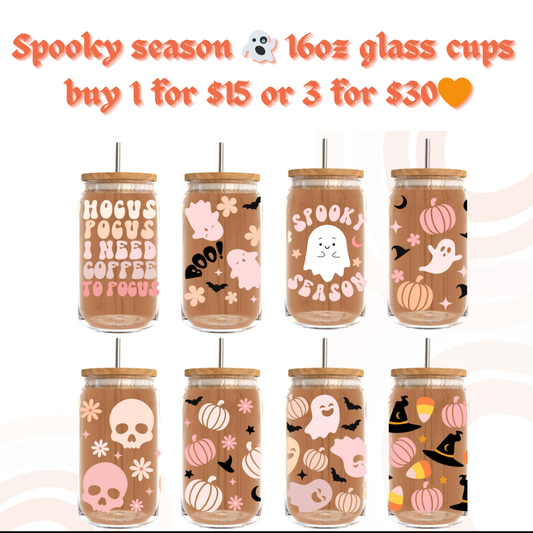 Spooky season glass cups