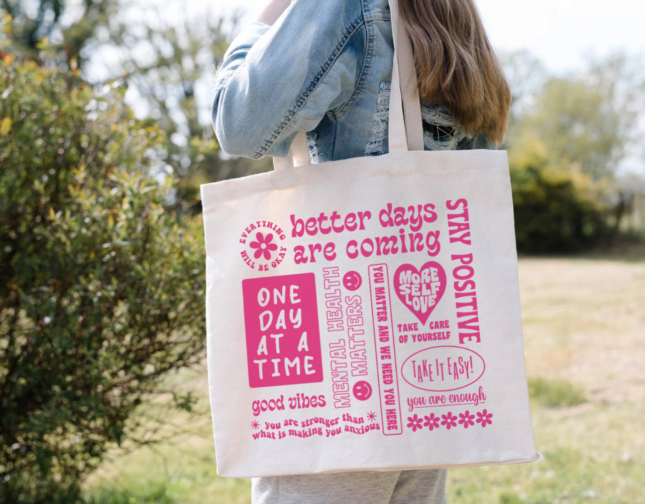 Positive quotes aesthetic tote bag
