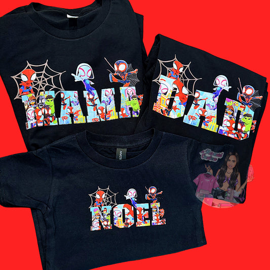 Spider-Man and friends birthday shirts