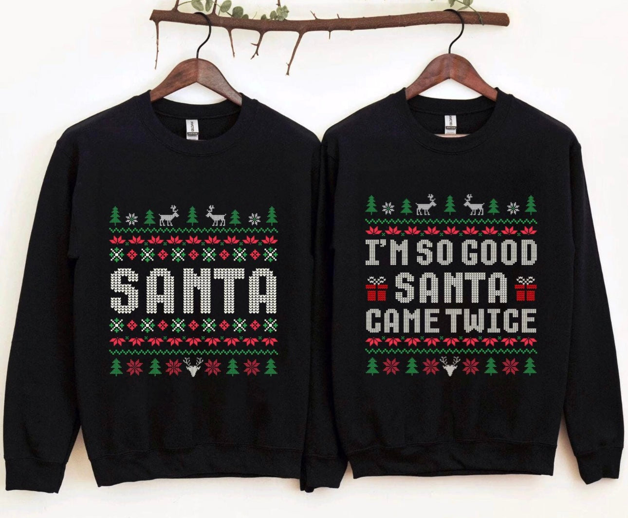 Santa Came Twice Couple Sweaters – La Mermaid Creations