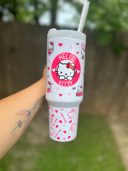 HK white/hot pink 40oz tumbler