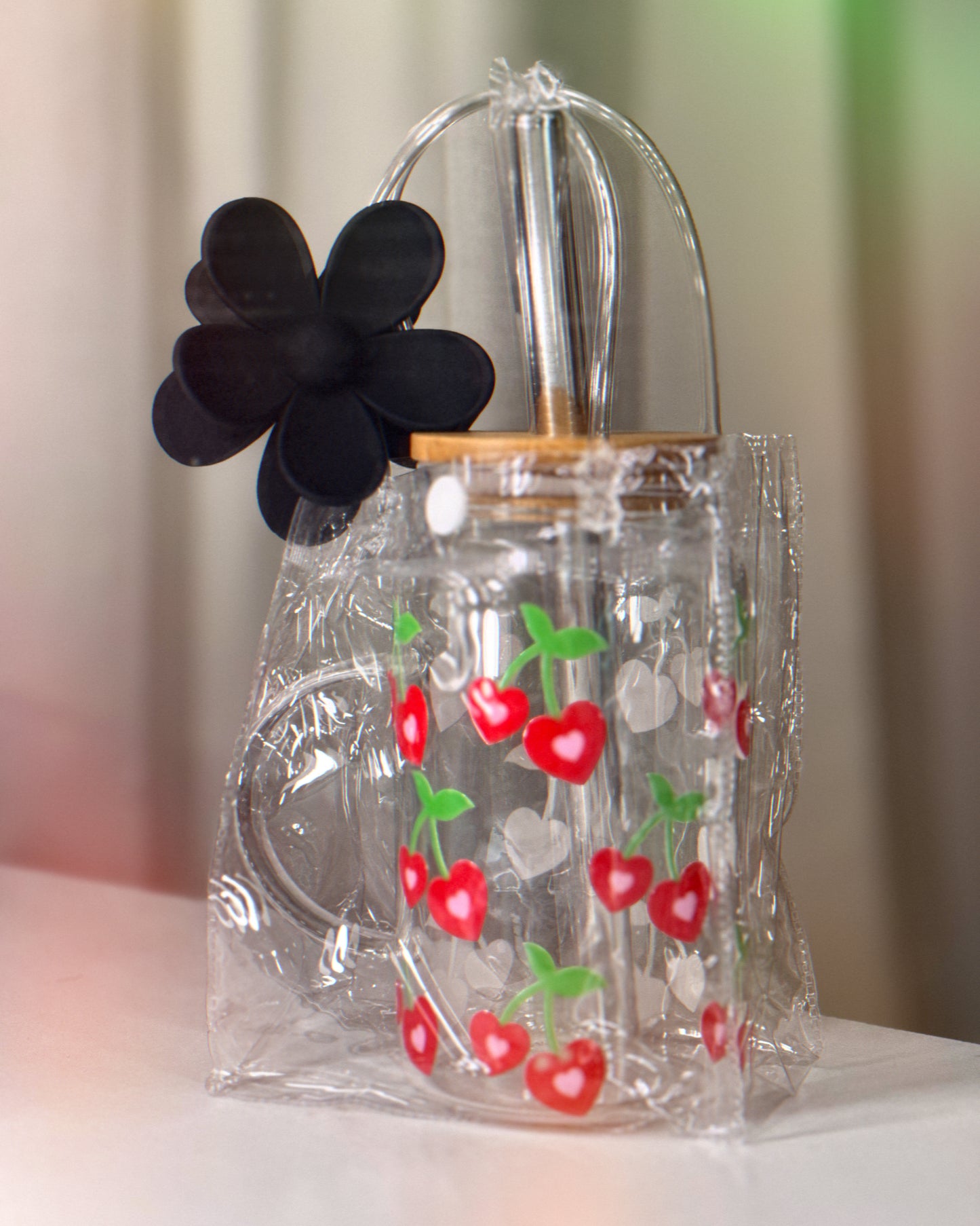 Cherry 🍒 hearts glass cup