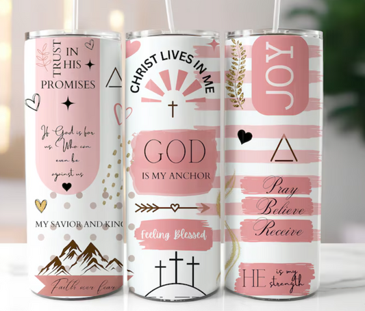 God is my anchor ⚓️ pink 20oz tumbler