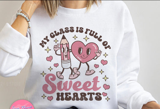 My glass is full of sweet hearts crewnecks