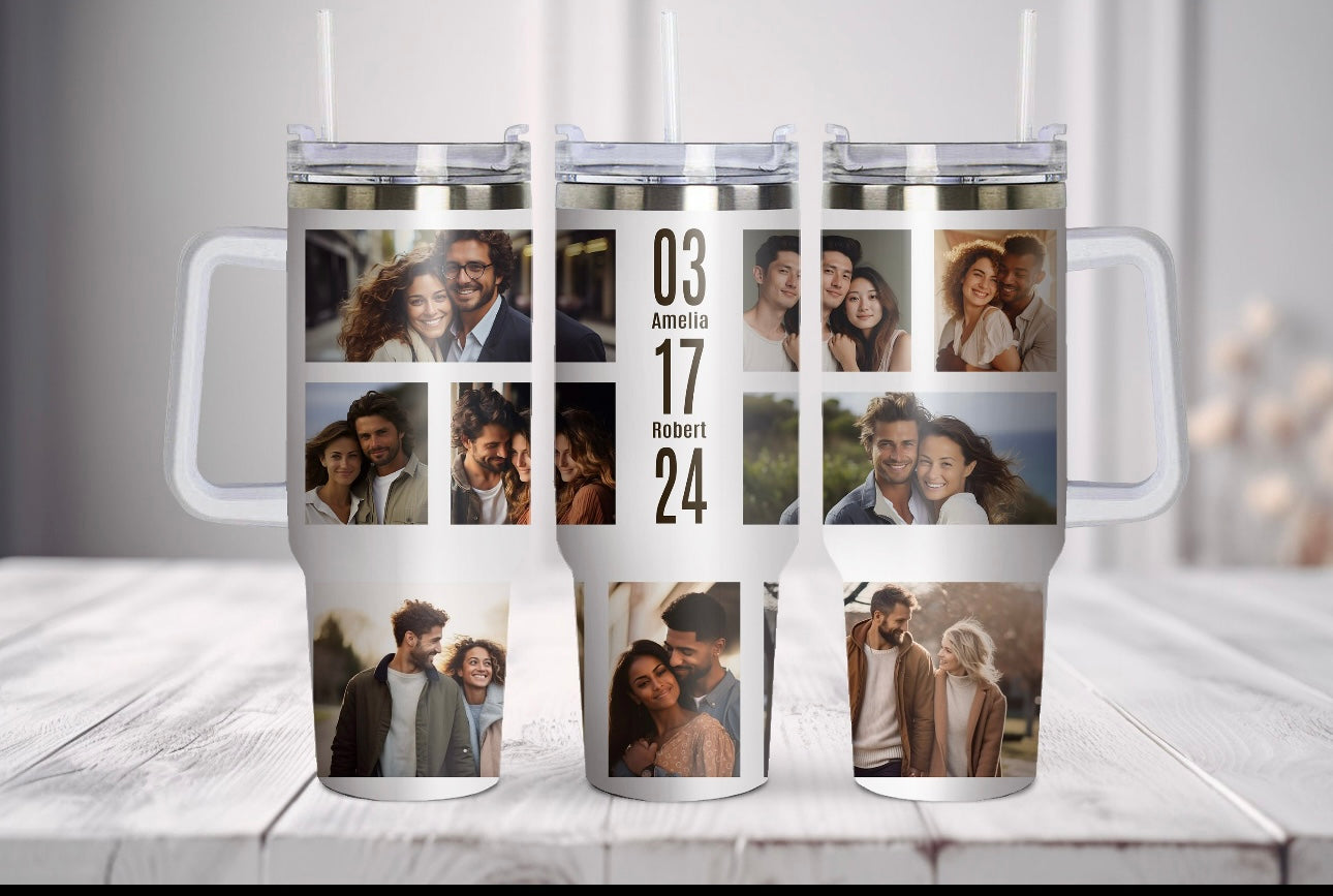 Wedding date with photos 40oz tumbler