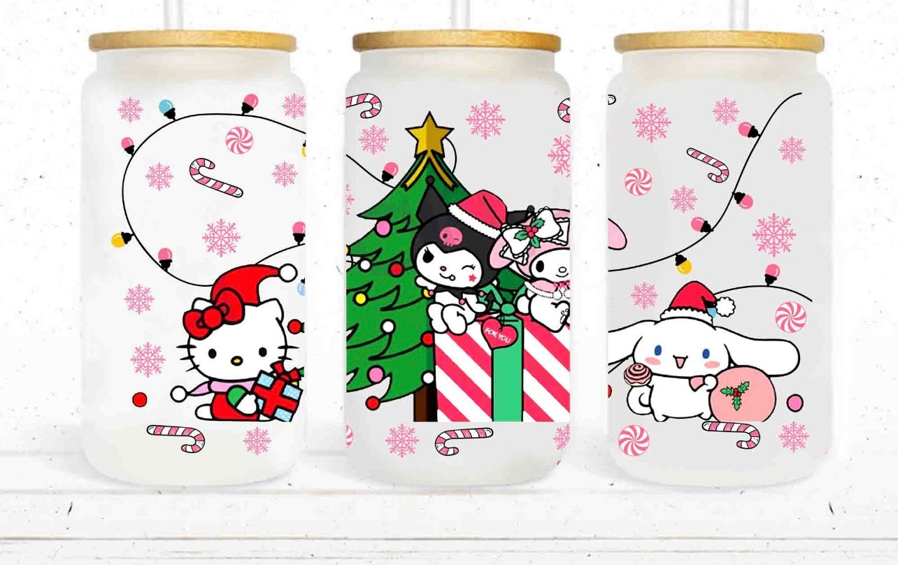 Kawaii friends Christmas glass cup