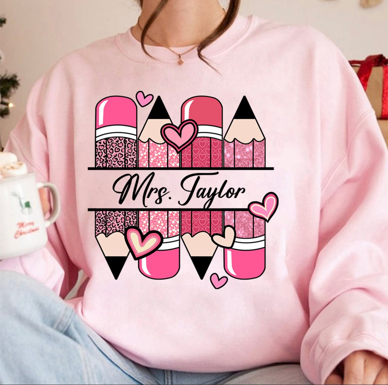 Personalized teacher pencils ✏️ & 💕 Crewneck