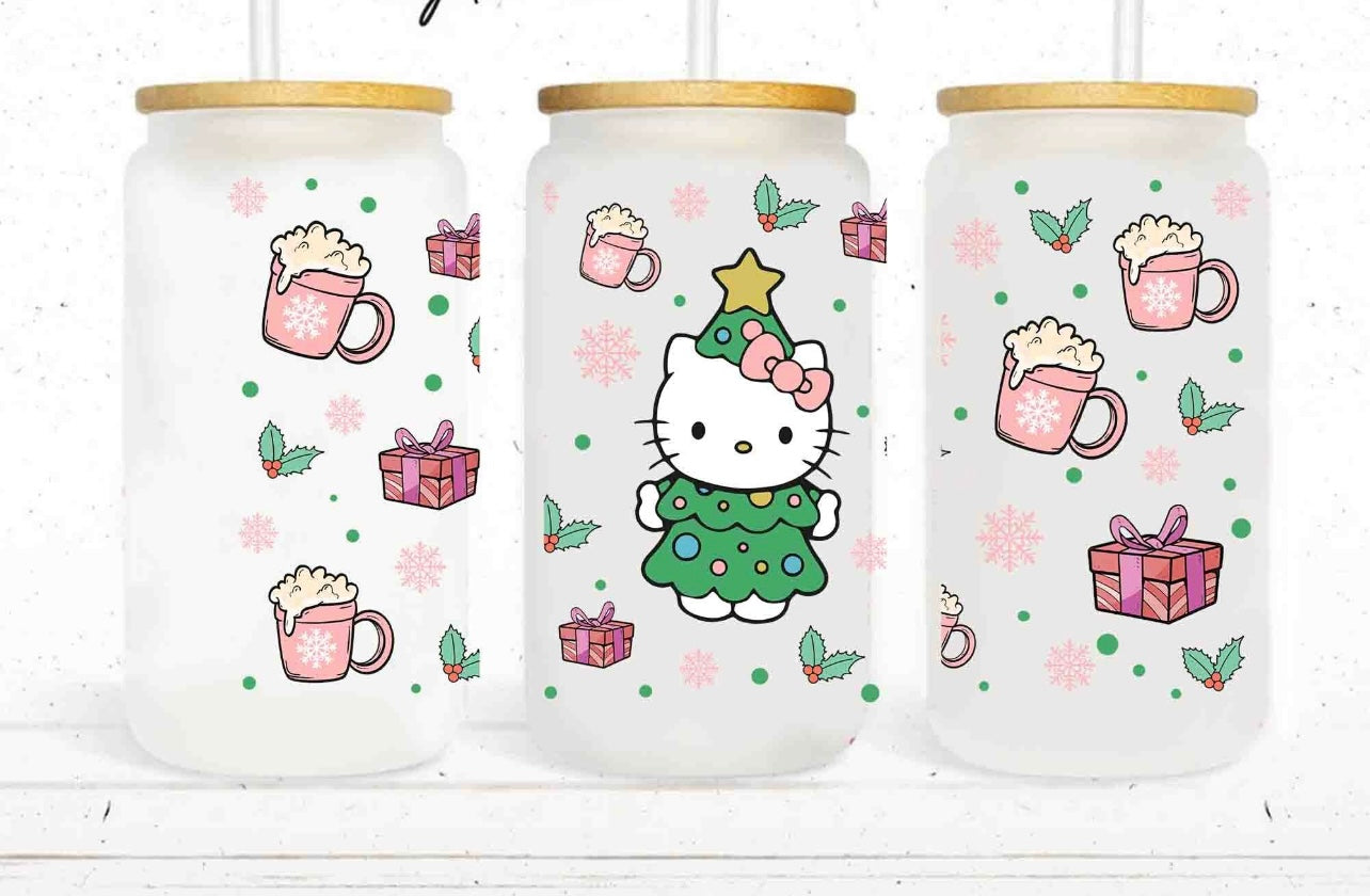 Hello Kitty Christmas tree glass cup