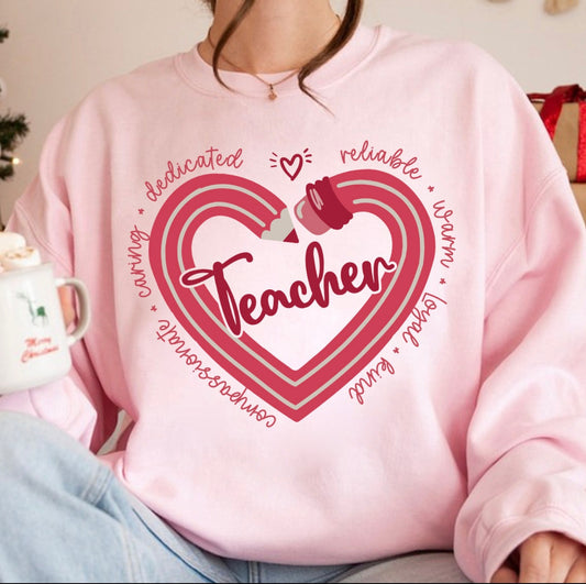 Teachers Heart eraser Crewneck