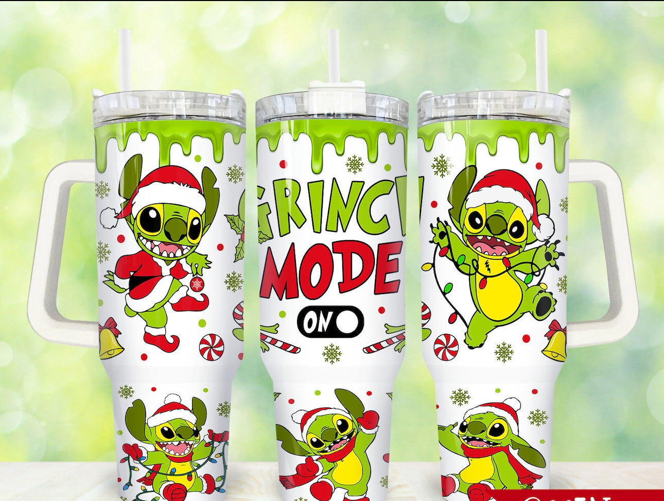 Grinch mode stitch 40oz tumbler