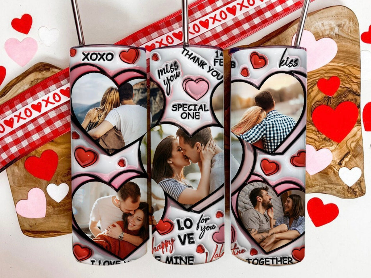 Vday hearts photo 3D 20oz tumbler