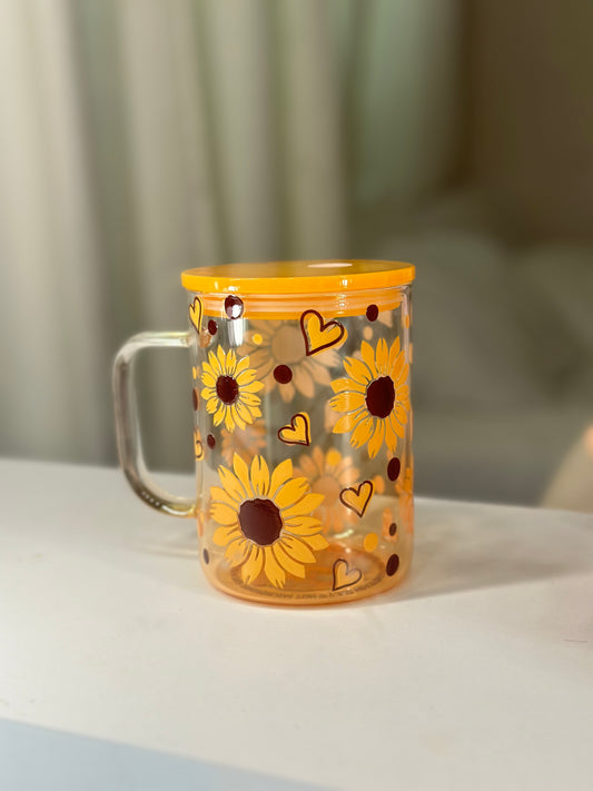 sunflower yellow tint glass cup