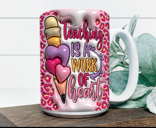 Teaching is a work of heart 💜 coffee mug