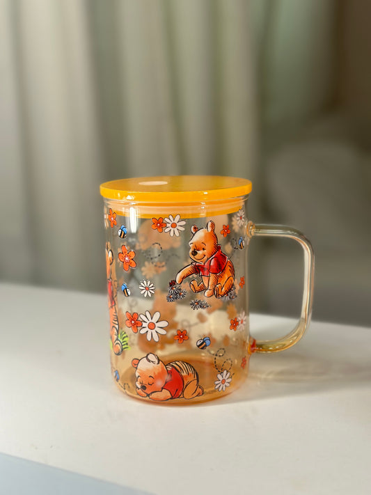 winnie the pooh yellow tint glass cup