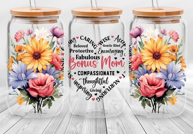 bonus mom flower glass cup