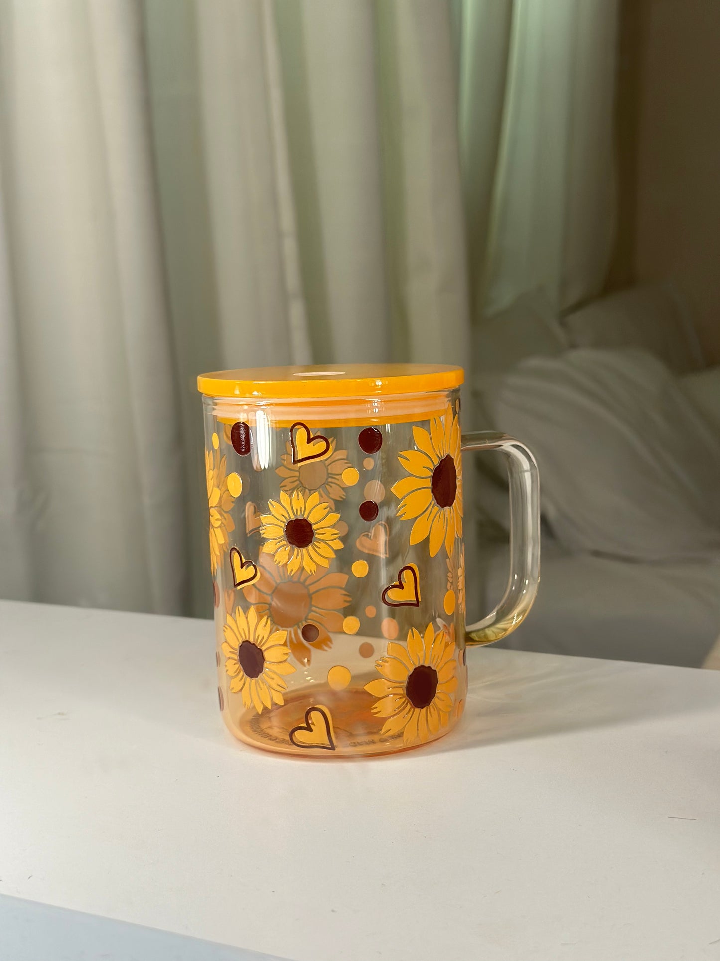 sunflower yellow tint glass cup