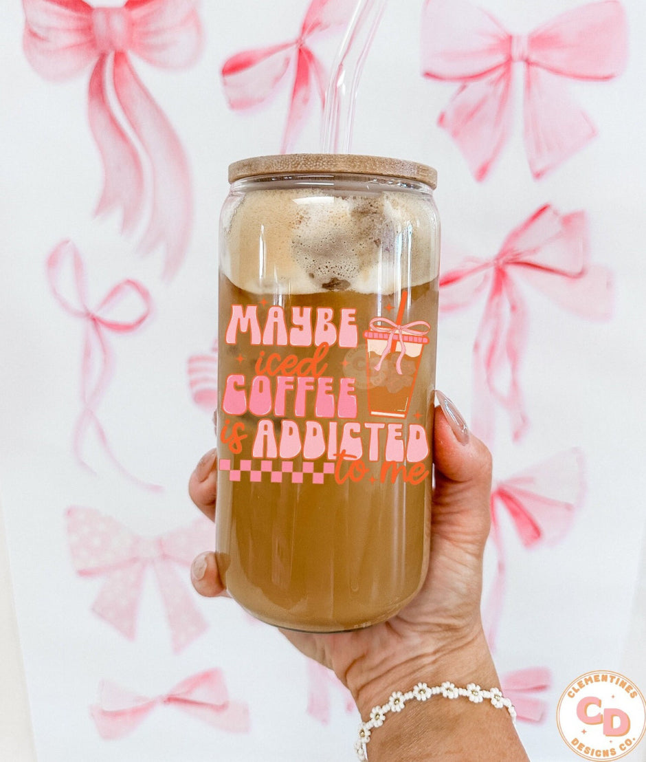 Iced Coffee Addict Glass Cup