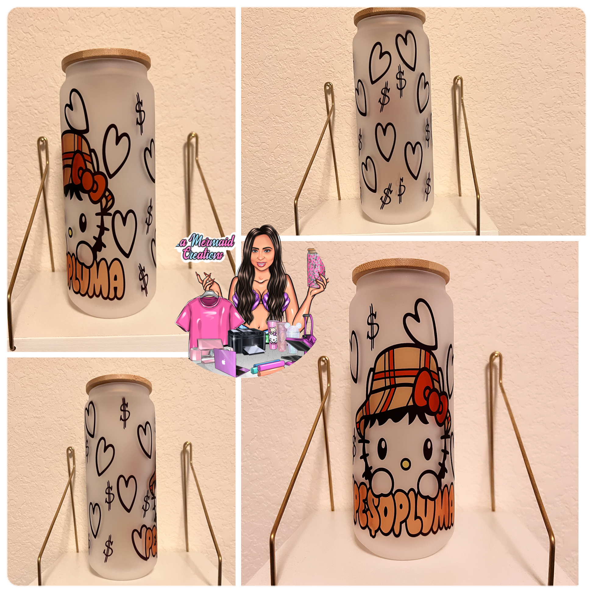 Barbie LV sublimation glass cup