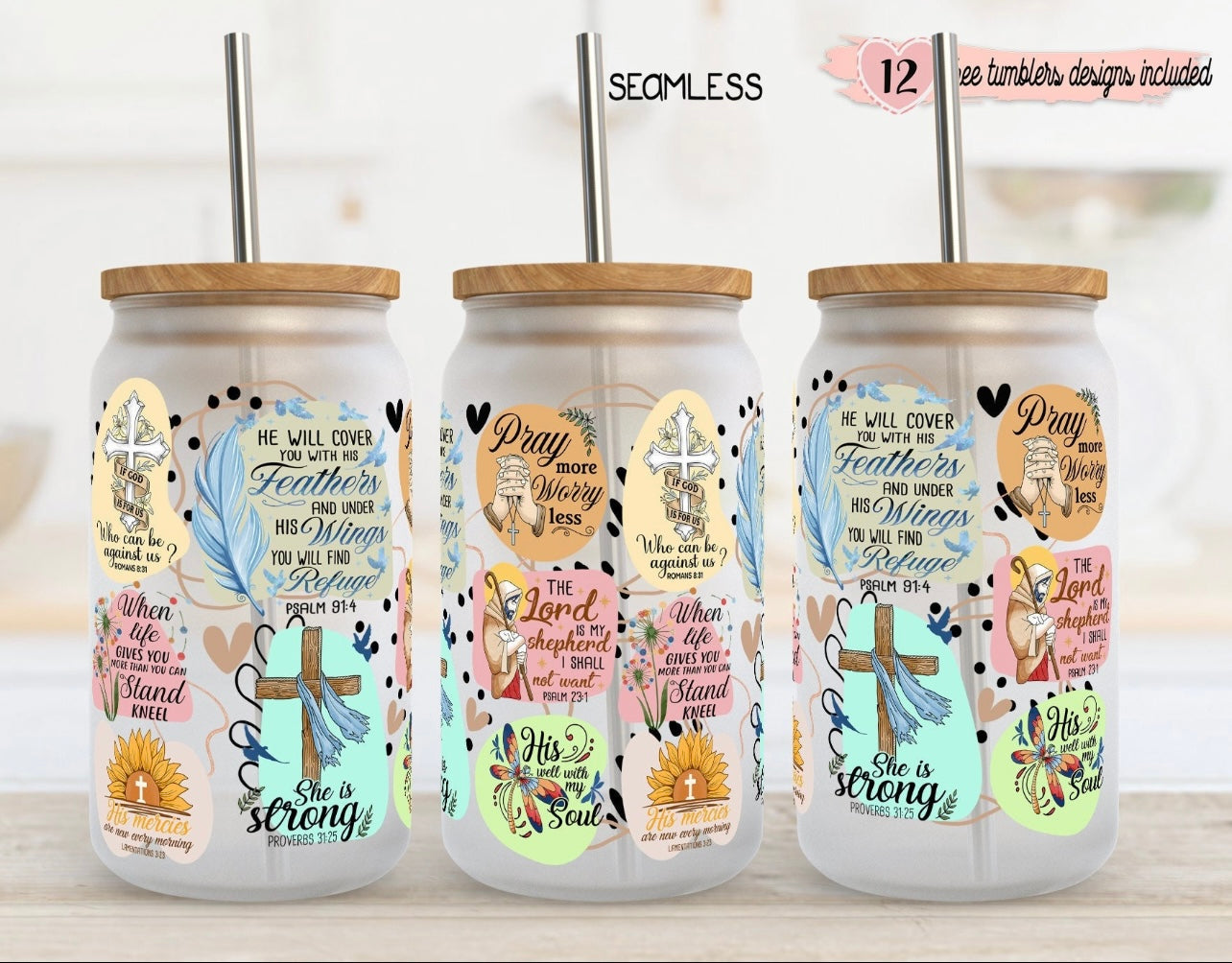 Bible verses collage glass cup
