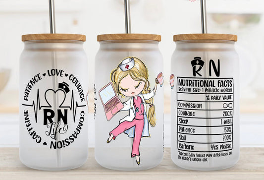 RN nutritional facts glass cup