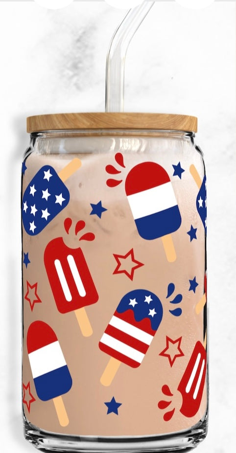 4th of July popsicles glass cup