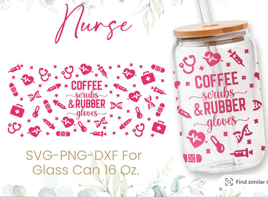 coffee scrubs and rubber gloves glass cup