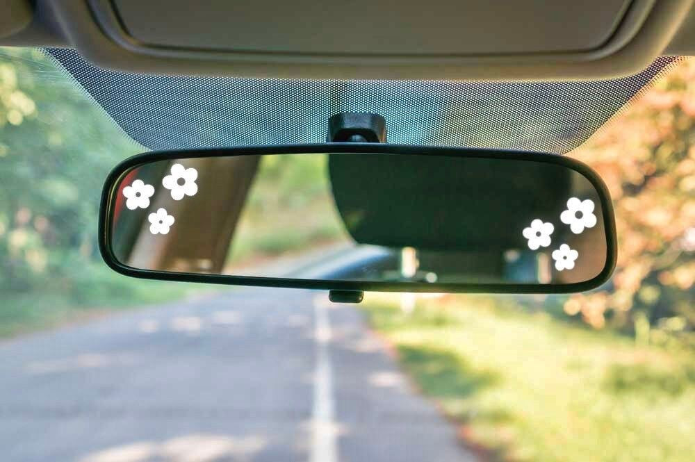 flower car mirror decal